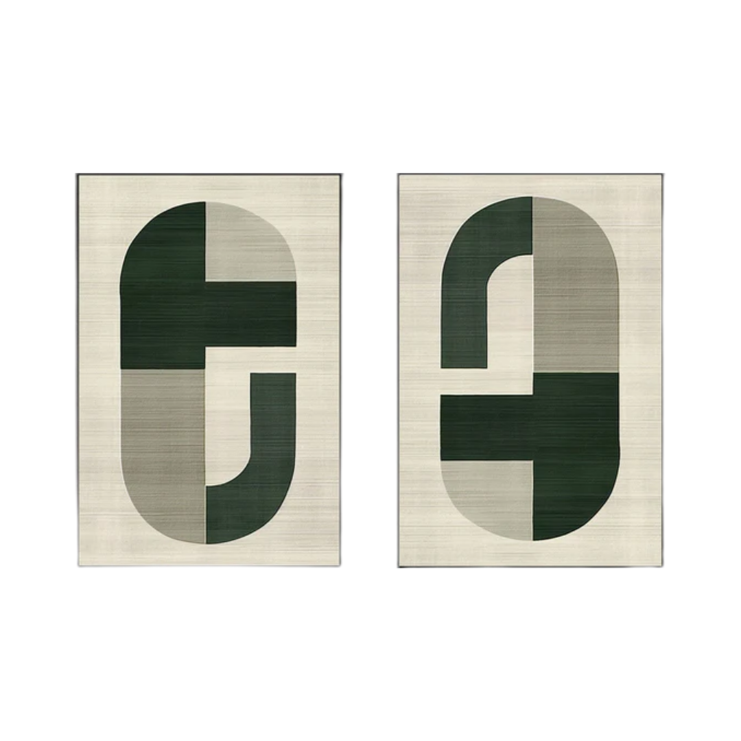 Blue & Green Abstract Painting Set Of 2#CXA 002