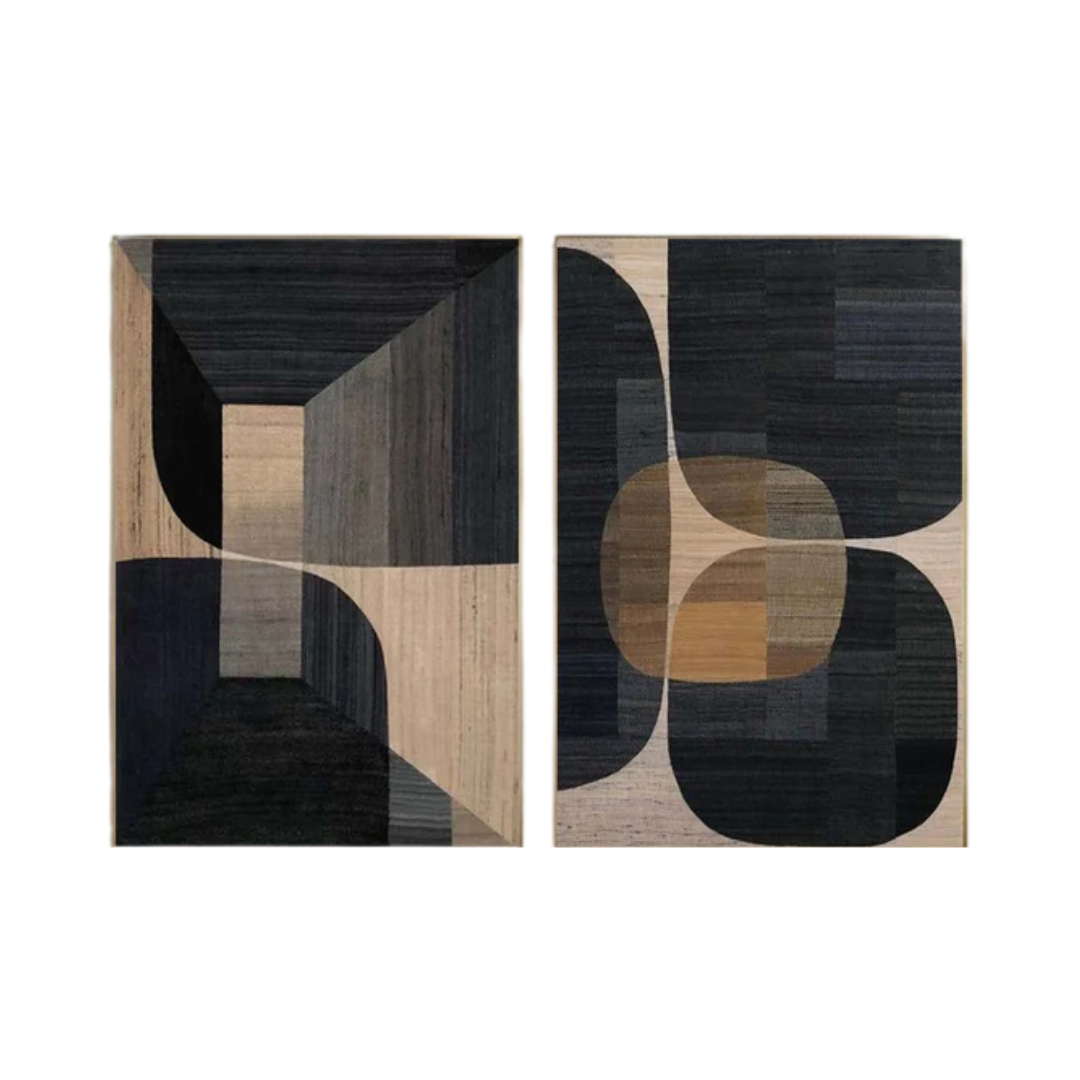 Beige & Brown Abstract Painting SET OF 2 #LL 014