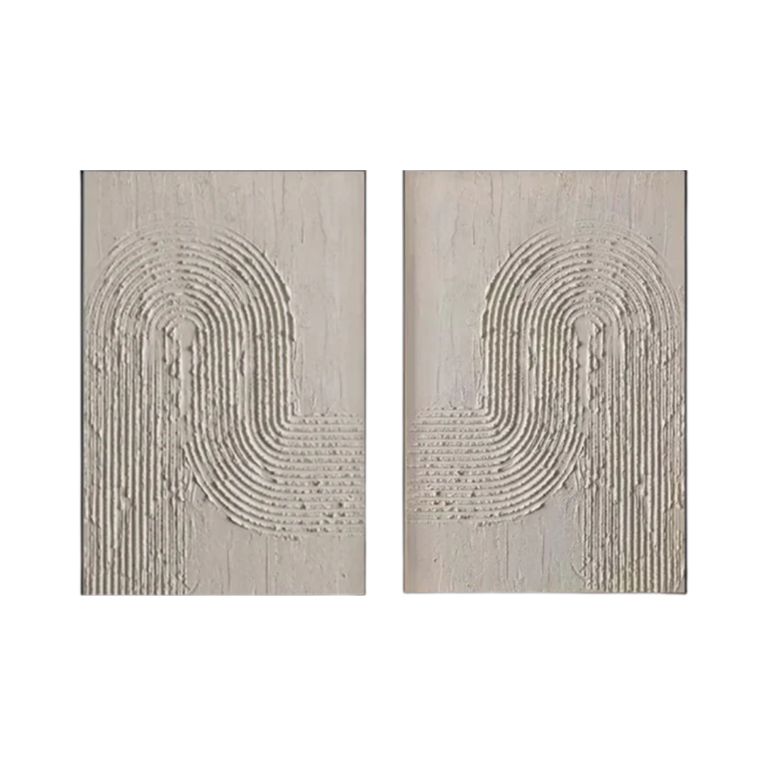 Beige & Brown Abstract Painting SET OF 2 #AVG 011