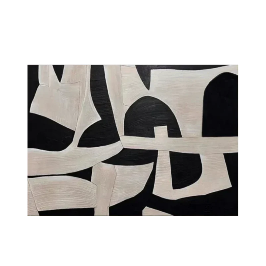 Elegant Contrast Abstract Black and White Wabi Sabi Art for Modern Interiors #WS 019