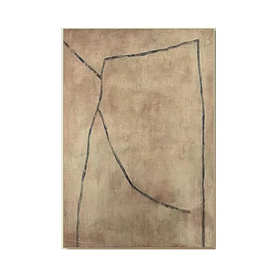 Beige & Brown Abstract Painting #LL 018