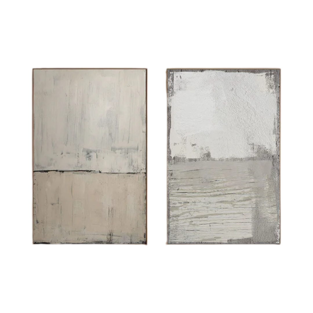 Beige & Brown Abstract Painting SET OF 2 #AVG 005