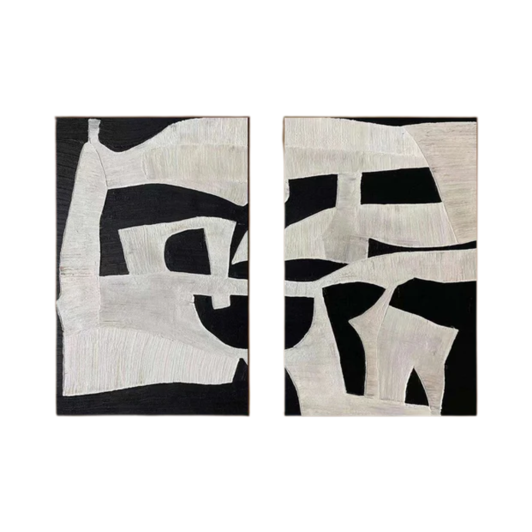 Black & White Abstract Painting SET OF 2 #AVG 012