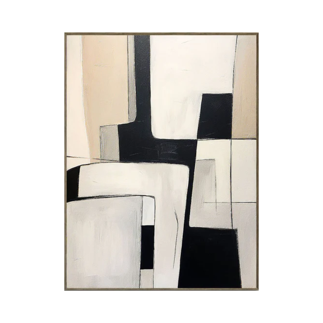 Beige & Brown Abstract Painting #LL 006