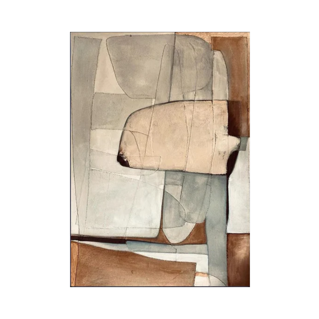 Beige & Brown Abstract Painting #CXA 004