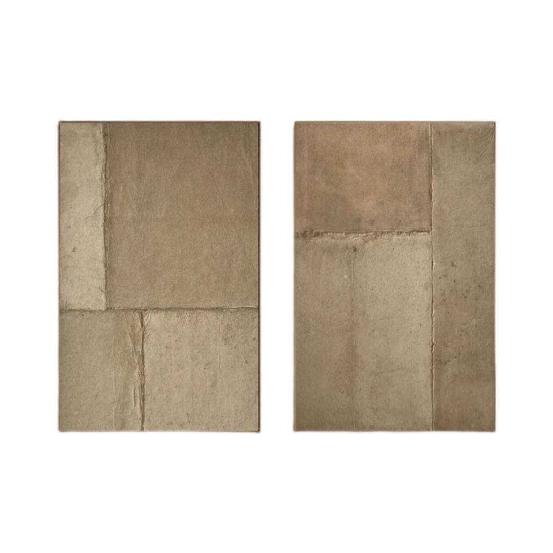 Beige & Brown Abstract Painting SET OF 2 #AVG 006