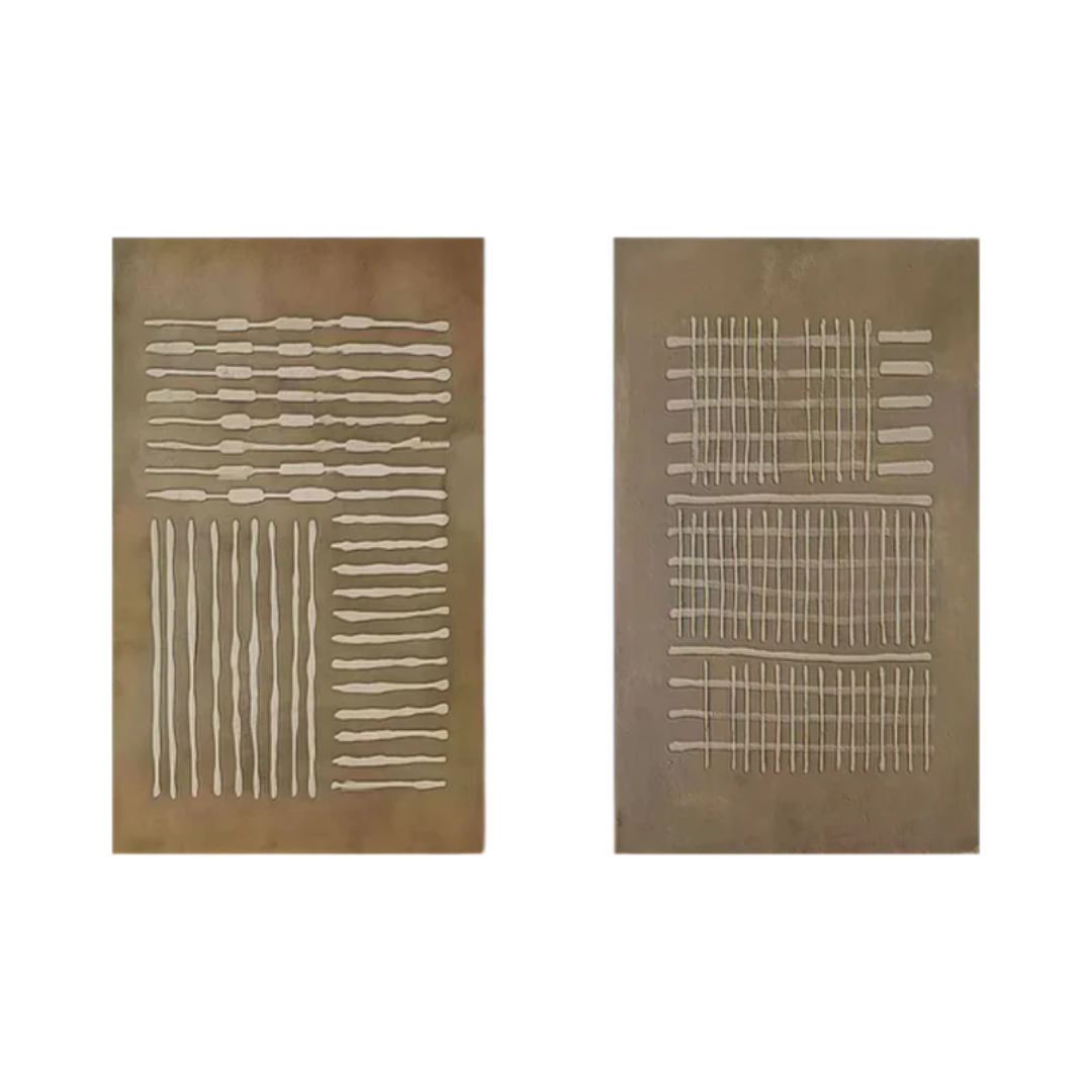 Beige & Brown Abstract Painting SET OF 2 #AVG 014