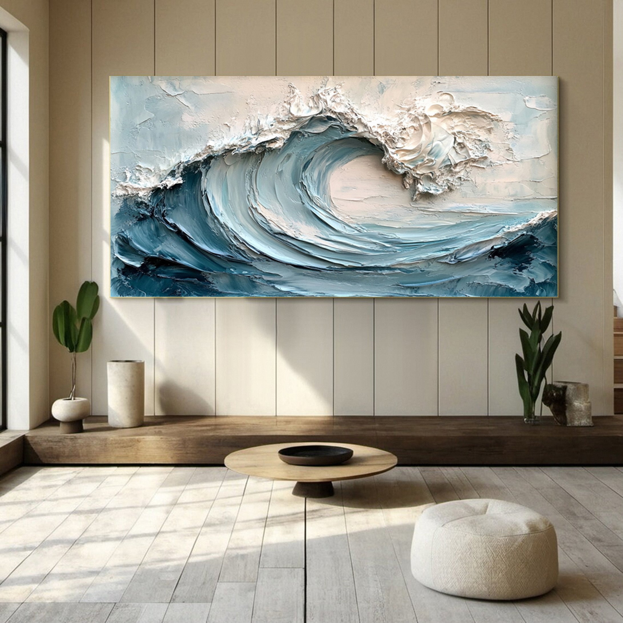 Marine Elegance Luxurious Blue Waves Oil Canvas for Modern Interiors #OS 050