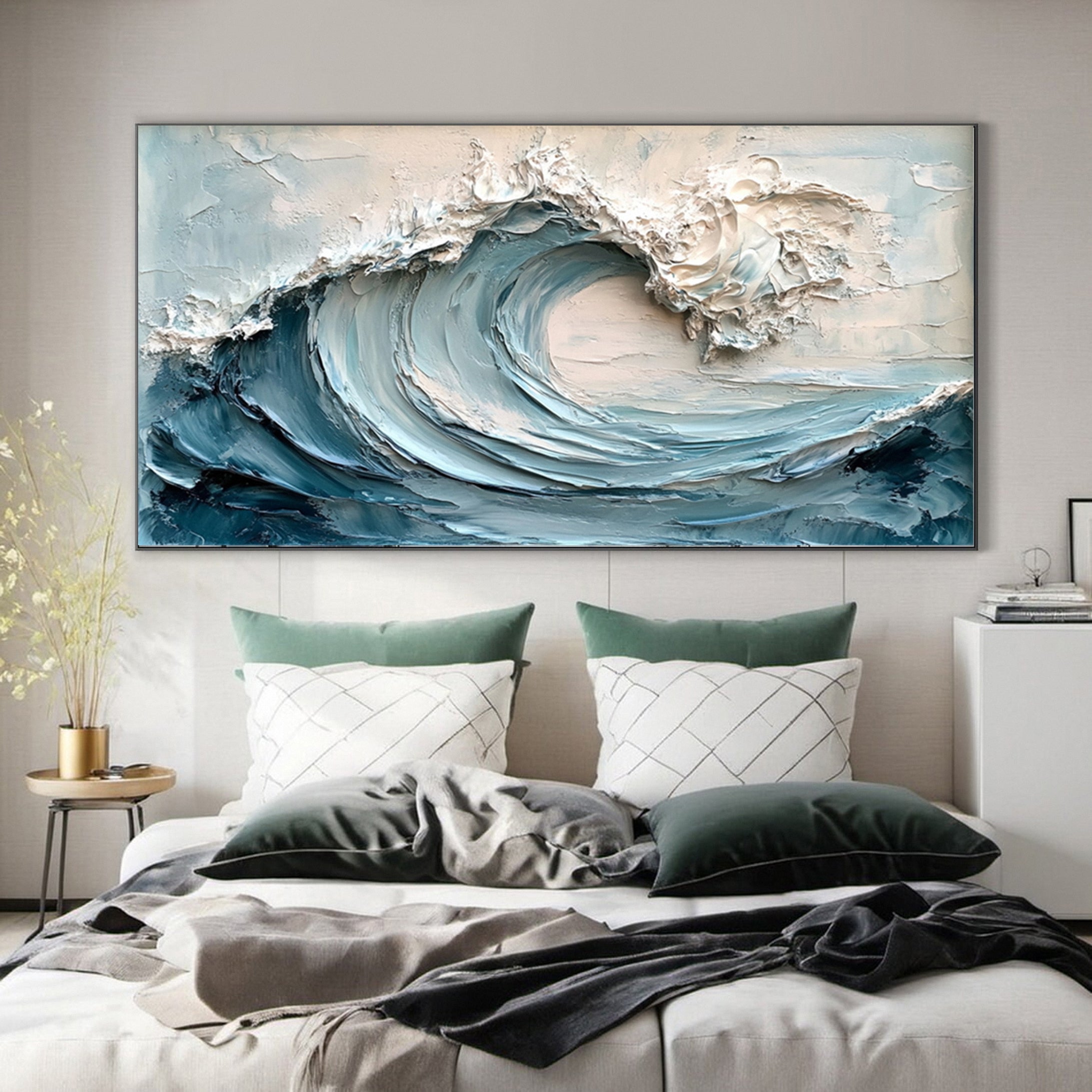 Marine Elegance Luxurious Blue Waves Oil Canvas for Modern Interiors #OS 050