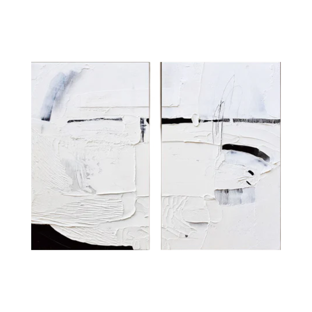 White Minimalist Abstract Painting SET OF 2 #AVG 018