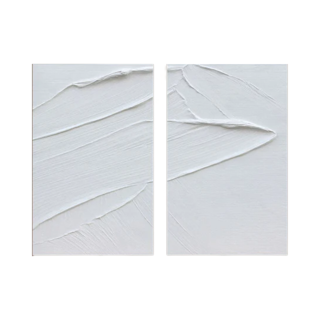 White Minimalist Abstract Painting SET OF 2 #AVG 016