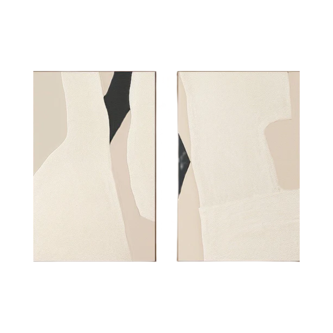 Beige & Brown Abstract Painting SET OF 2 #LL 004