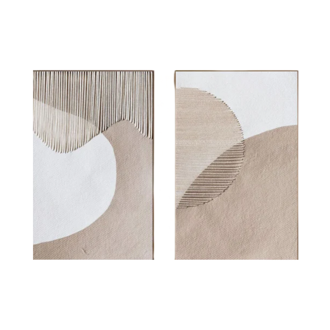 Beige & Brown Abstract Painting SET OF 2 #LL 005