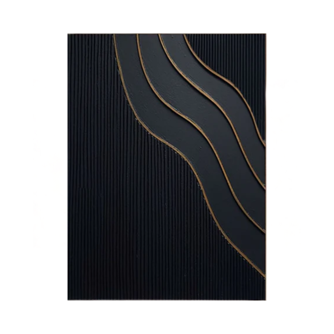 Large Black and Gold Abstract Canvas Art for Home Decor #BM 029