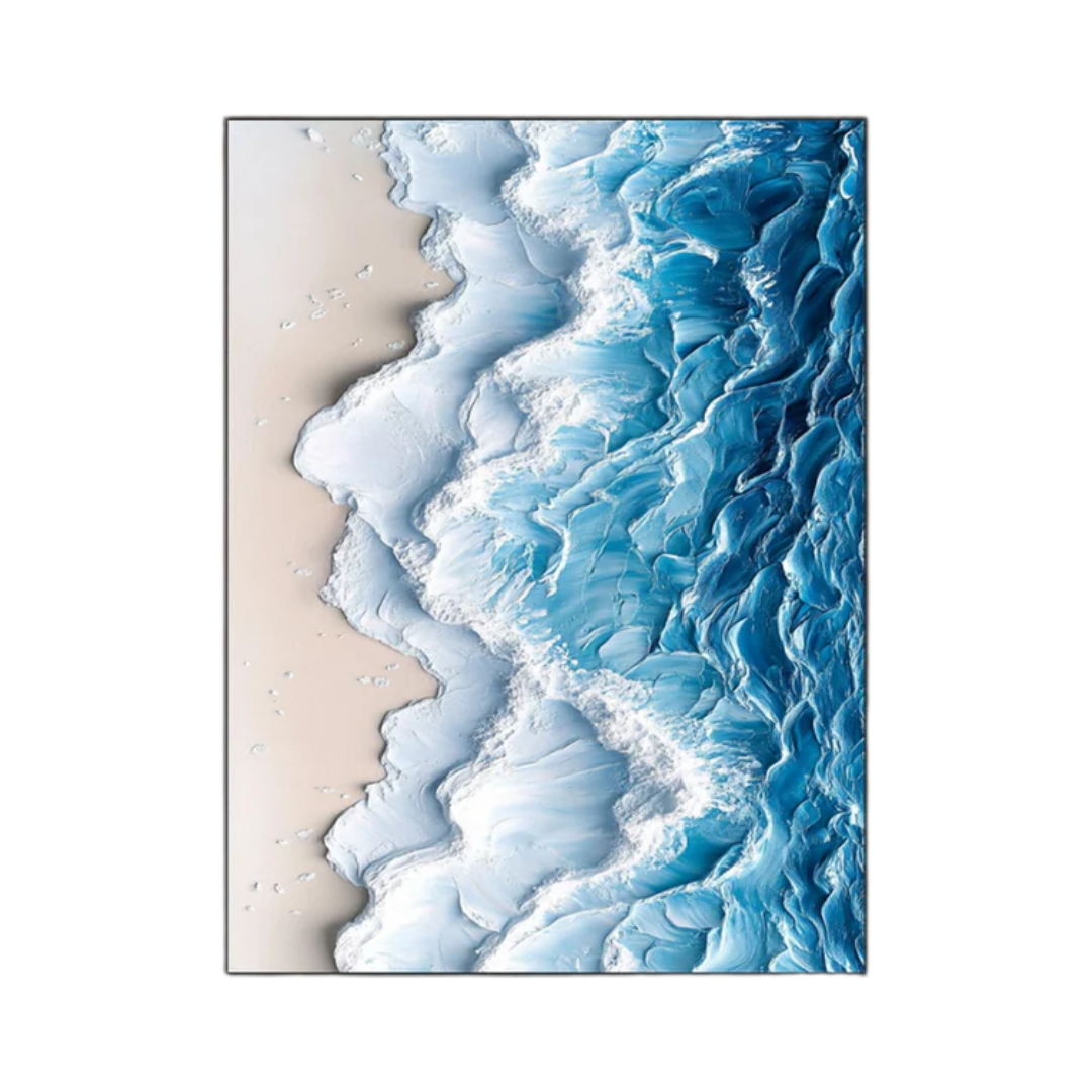 Modern Ocean Wave Canvas Textured Abstract Art for Home Decor #OS 060