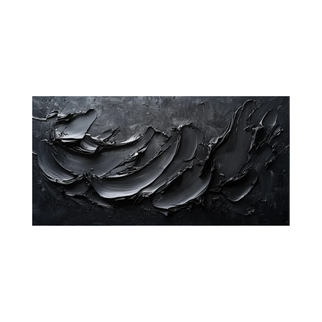 Minimalist Textured Black Abstract Art Modern Canvas for Urban Decor #BM 065