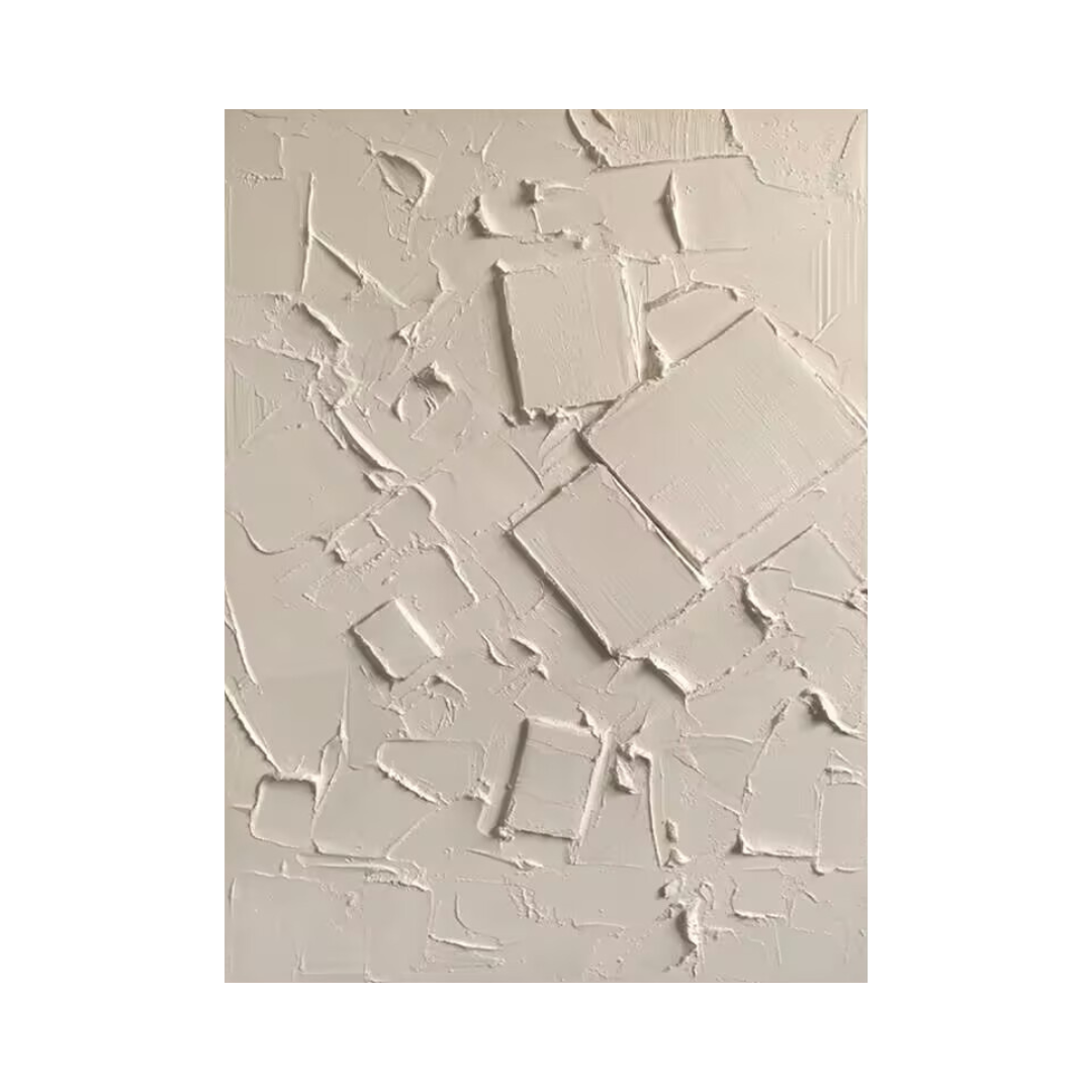 White Textured Block Oil Painting - #LK 003