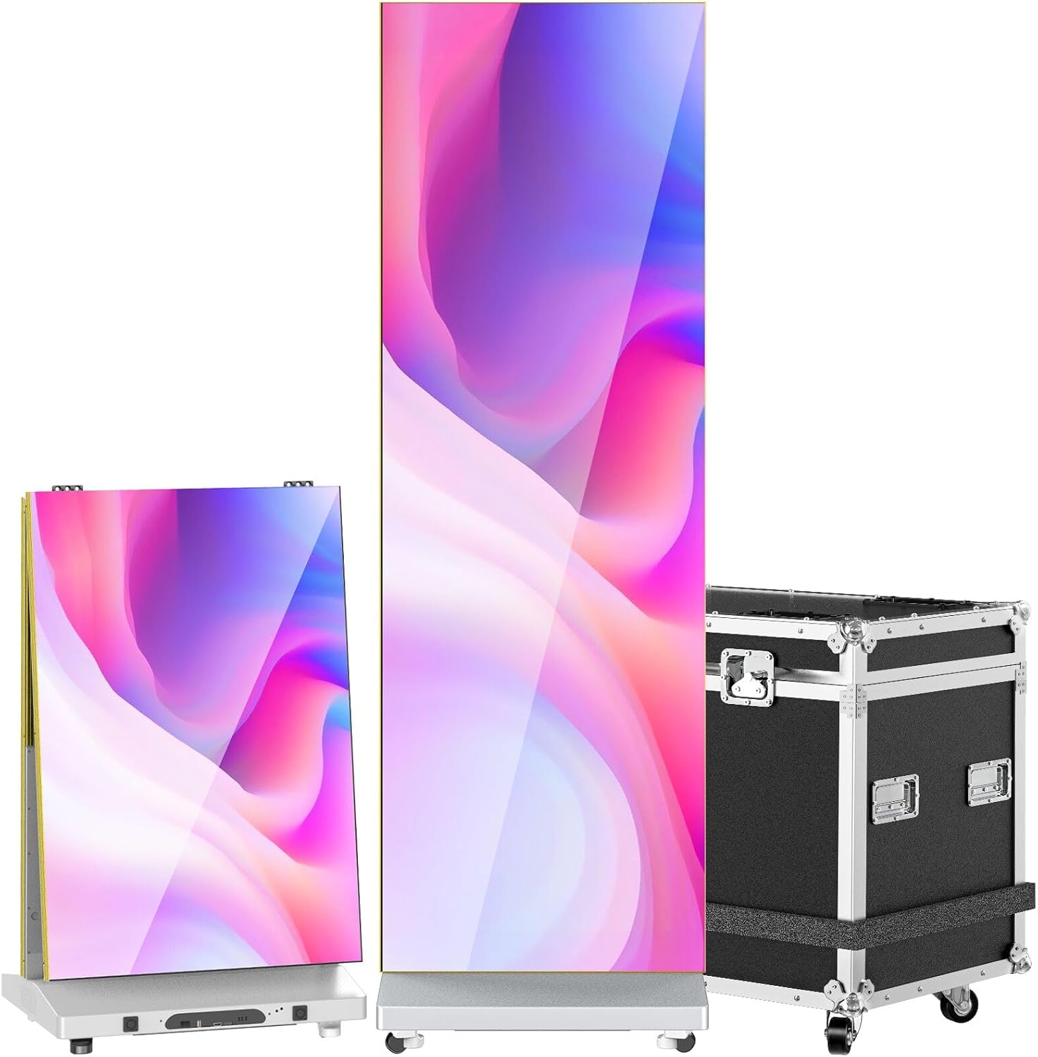 80" P1.86 Flexible Spliceable LED Poster Display – USB Plug-and-Play, Mobile & PC Remote Control, Digital Signage Advertising Screen (Silver, 1-Pack)