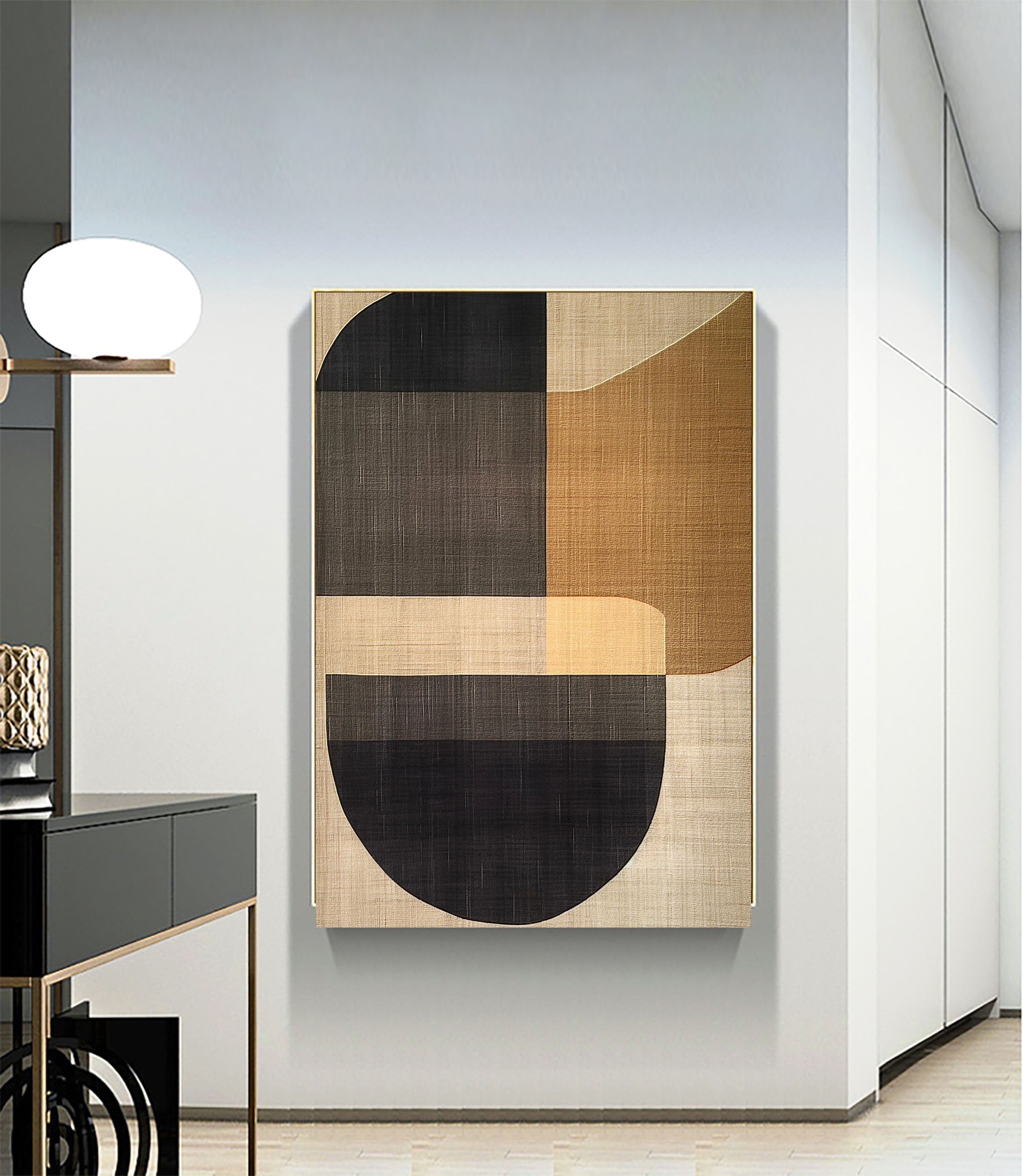 Beige & Brown Abstract Painting #LL 004
