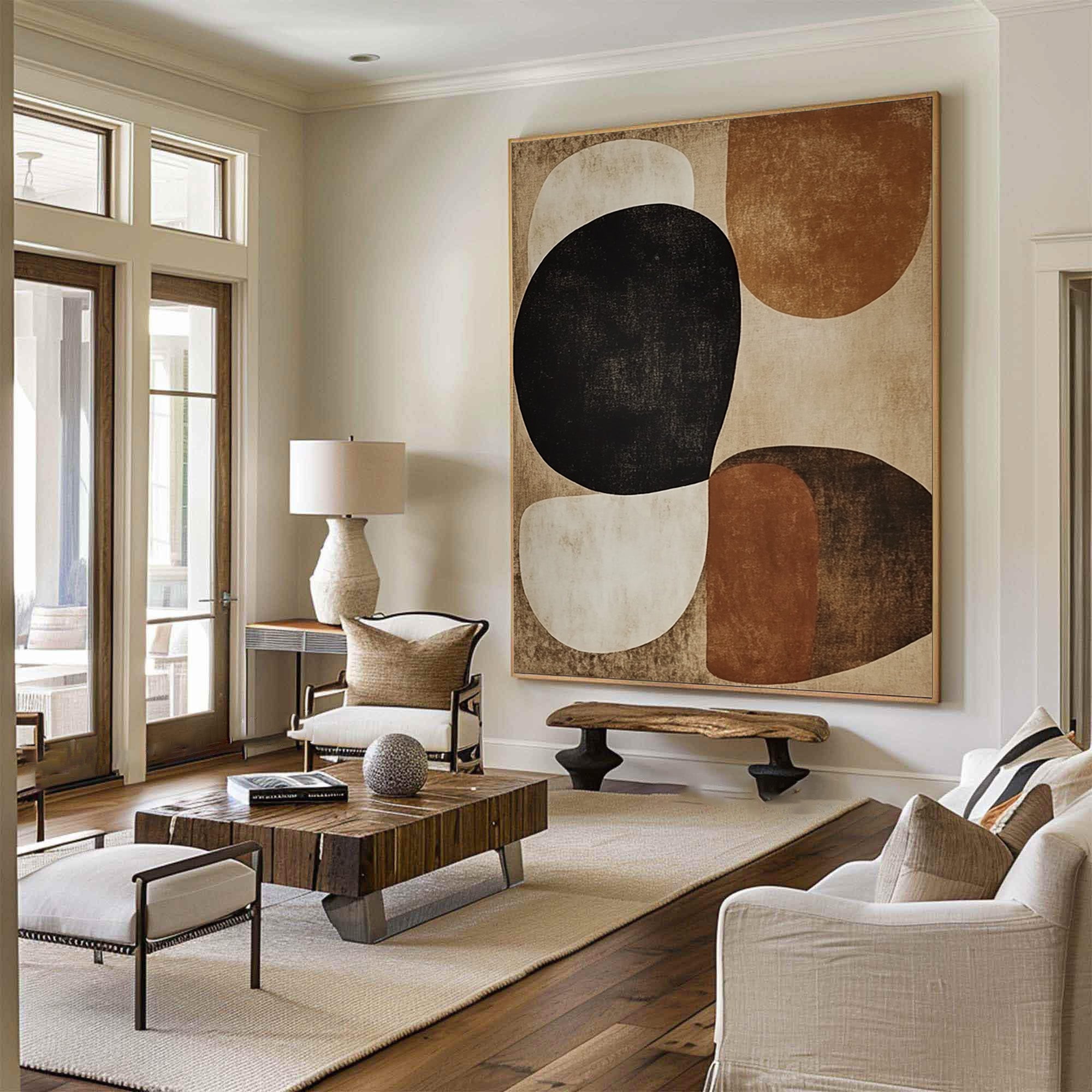 Mid-Century Abstract Painting with Earthy Organic Shapes #BBA 022