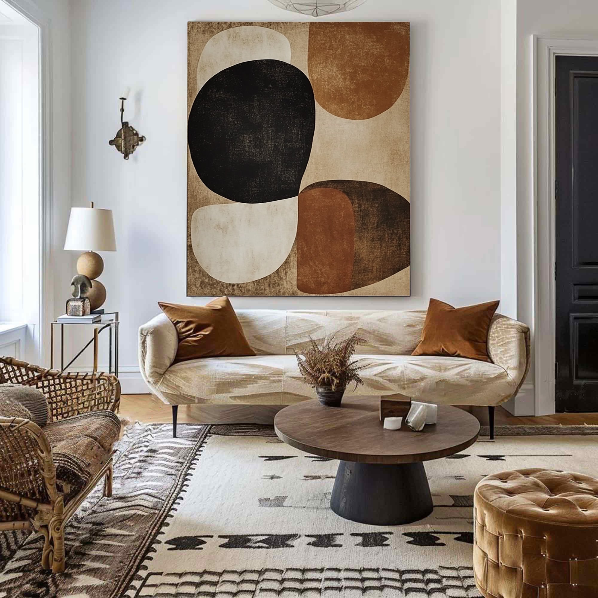 Mid-Century Abstract Painting with Earthy Organic Shapes #BBA 022